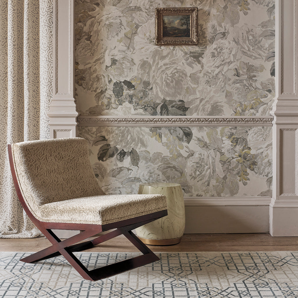 Rose Absolute - Linen/Gold Wallcovering | Zoffany