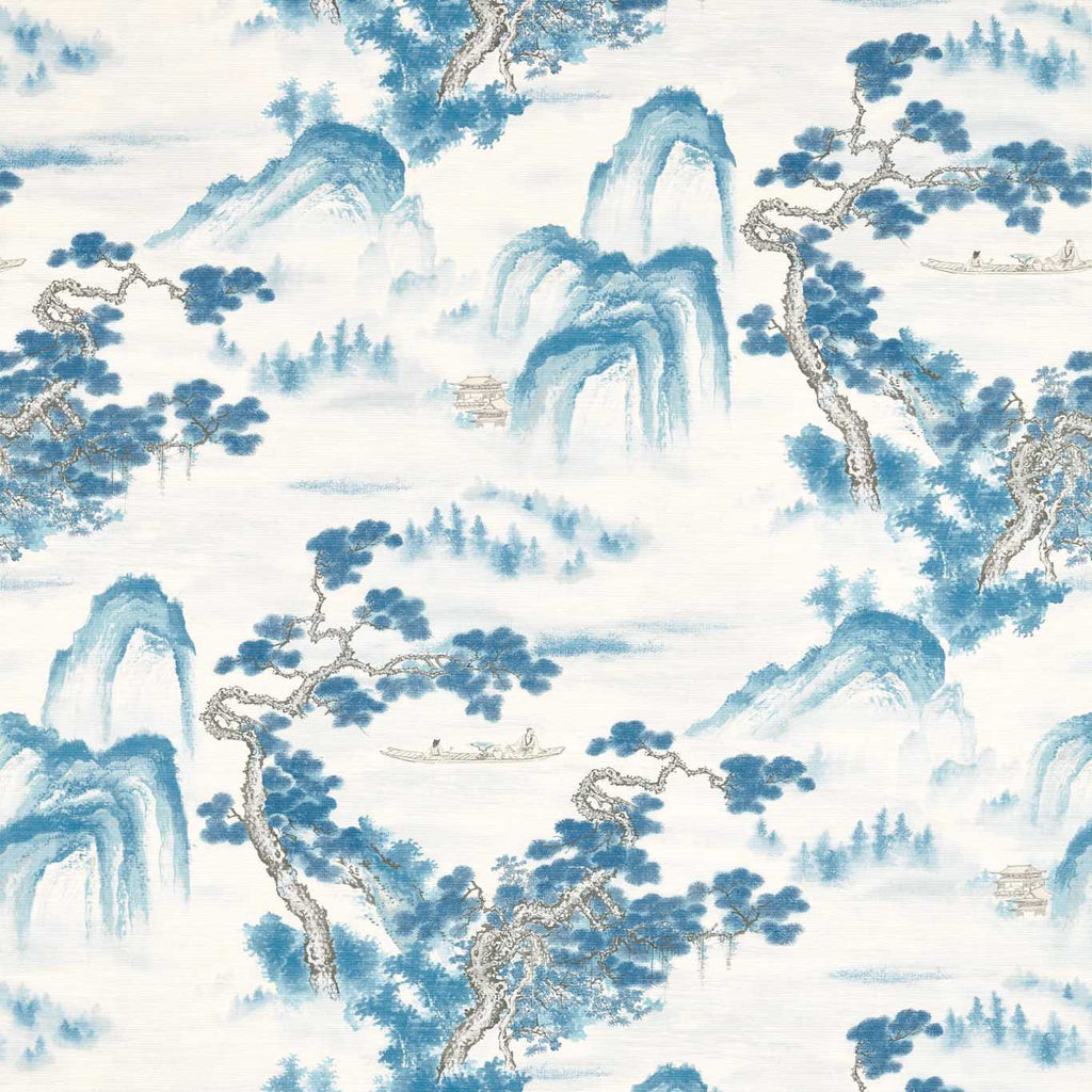 Floating Mountains (On Unique Ground) - Indigo Wallcovering | Zoffany
