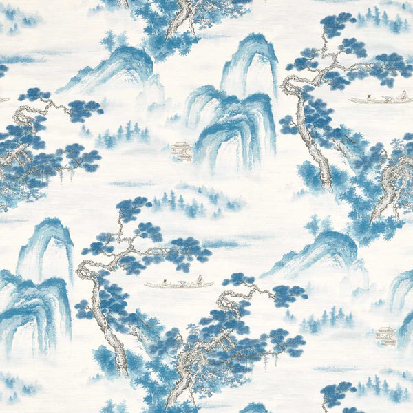 Floating Mountains (On Unique Ground) - Indigo wallcovering | Zoffany