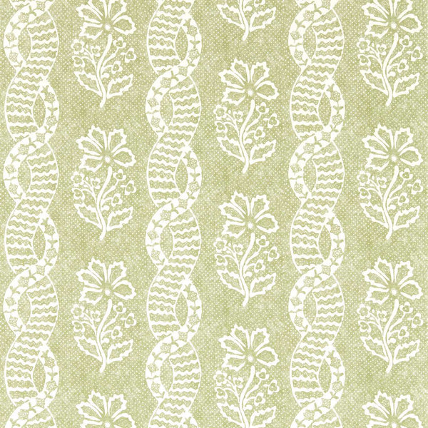 Dabu Stripe - Pale Olive wallcovering | Zoffany