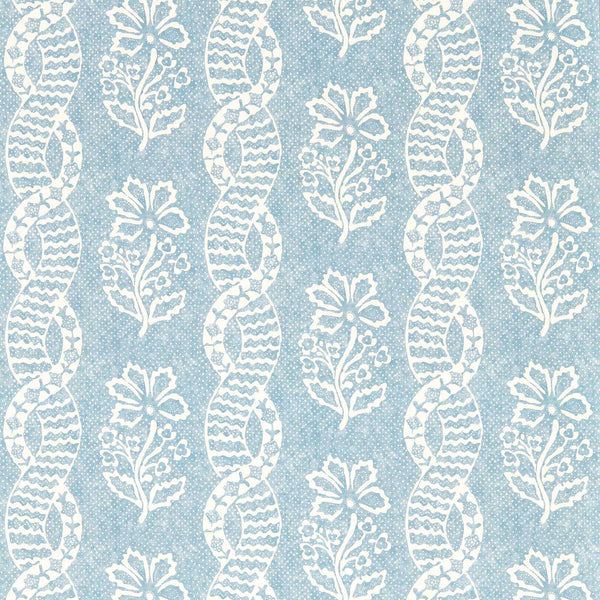 Dabu Stripe - Wedgwood Blue wallcovering | Zoffany