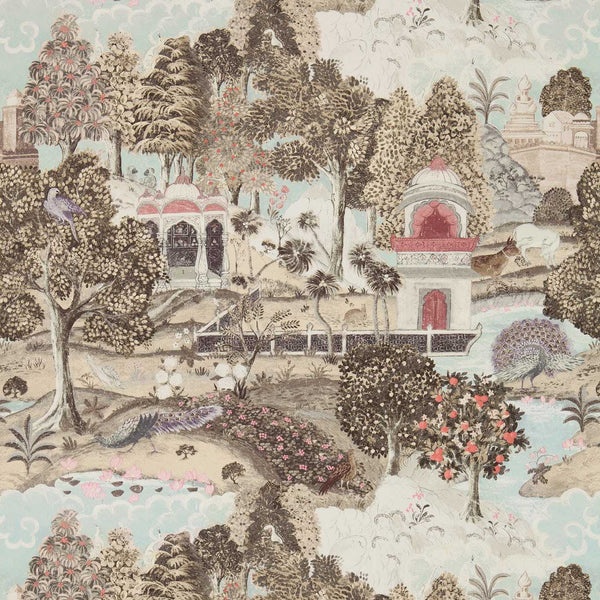 Peacock Garden - Linen/Silver wallcovering | Zoffany