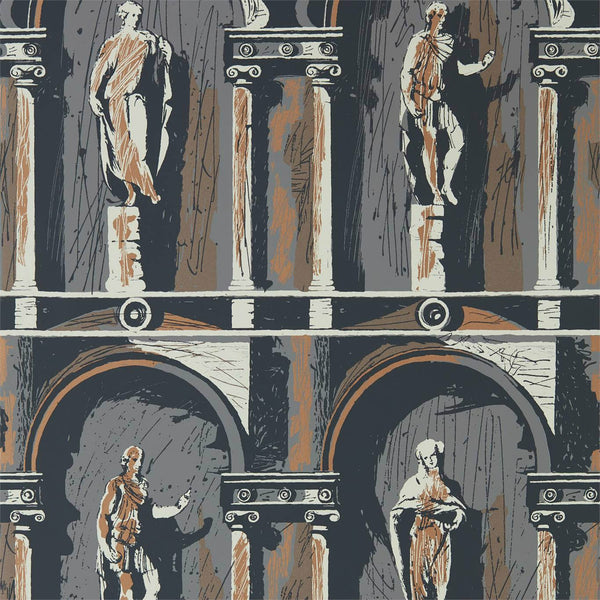 Montacute - City Grey/Bone Black wallcovering | Zoffany