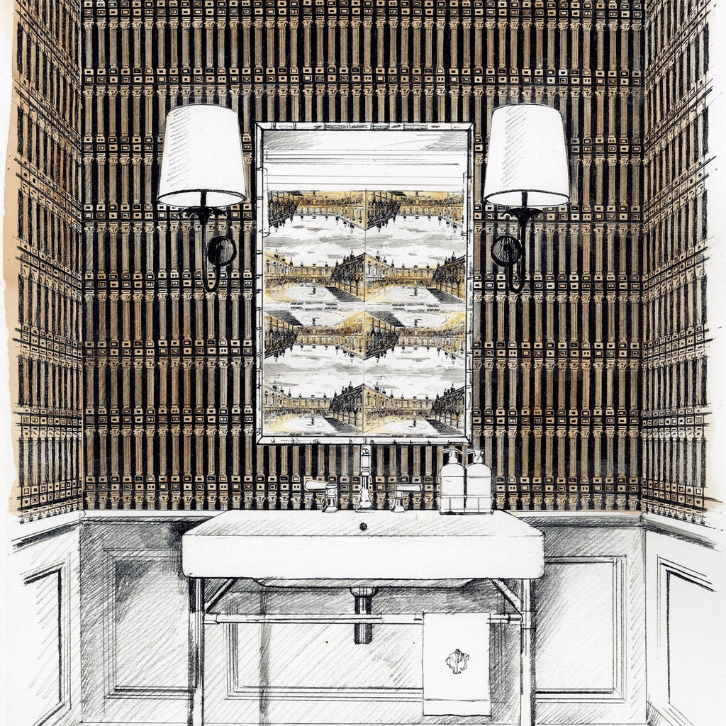 Columns - Empire Grey/Architects White Wallcovering | Zoffany