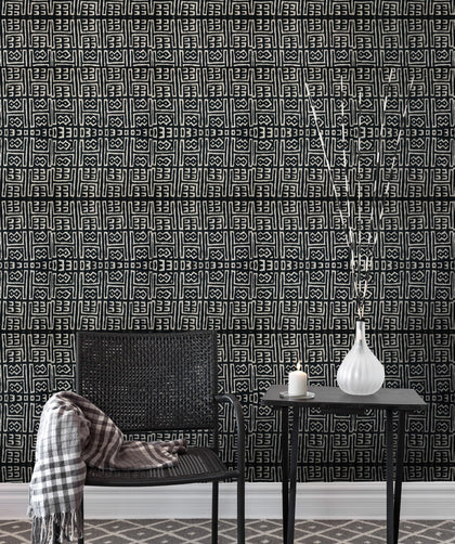 Zulu - Black, White Wallcovering | Mind the Gap
