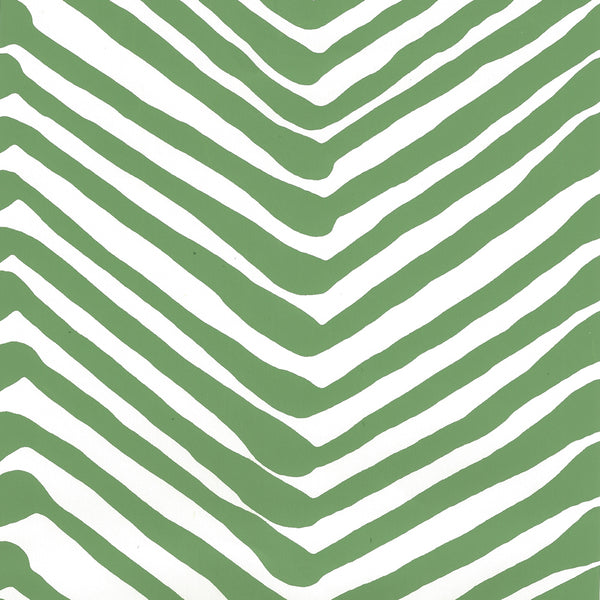Zig Zag Leaf on Almost White Screen Printed - White Wallcovering | China Seas