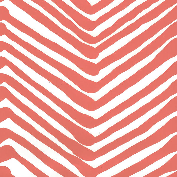 Zig Zag New Shrimp on Almost White Screen Printed | China Seas
