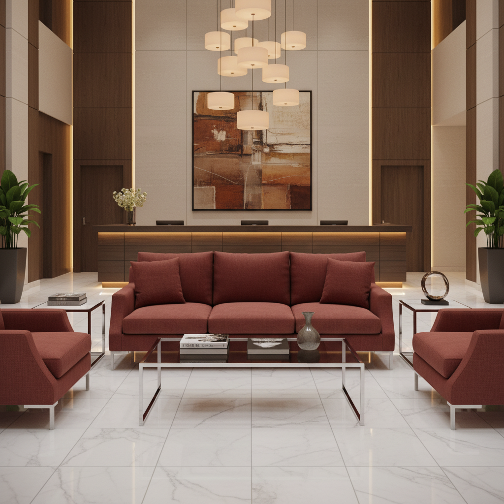 Smooth Solid Color Rustic Sienna Upholstered Sofa | Architectural Fabrics