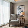 Chevron Woven Texture Slate Linen Upholstered Chair | Architectural Fabrics