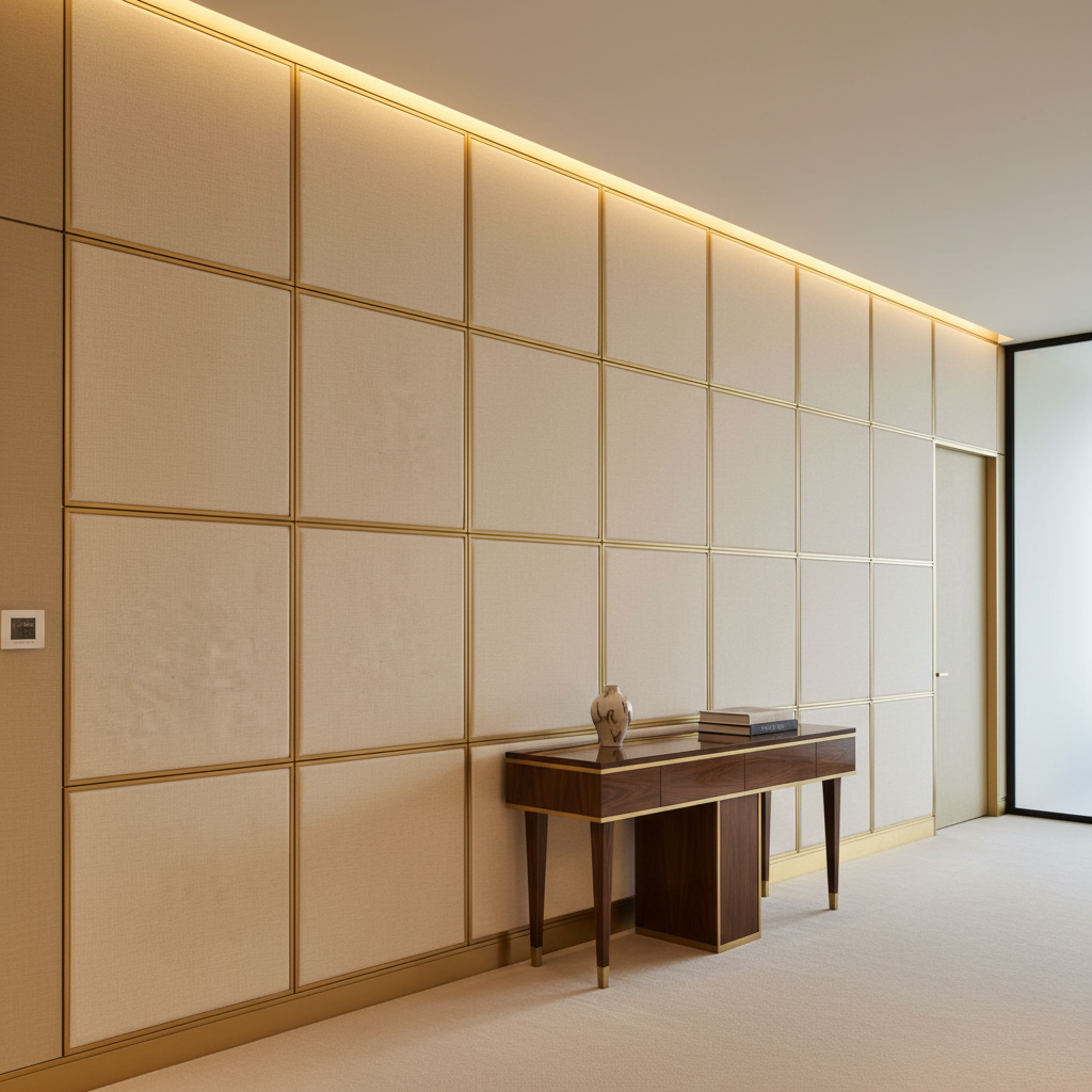 Subtle Linen Texture Soft Cream Upholstered Wall Panel | Architectural Fabrics