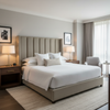 Smooth Pebble Grain Mushroom Taupe Upholstered Headboard | Architectural Fabrics