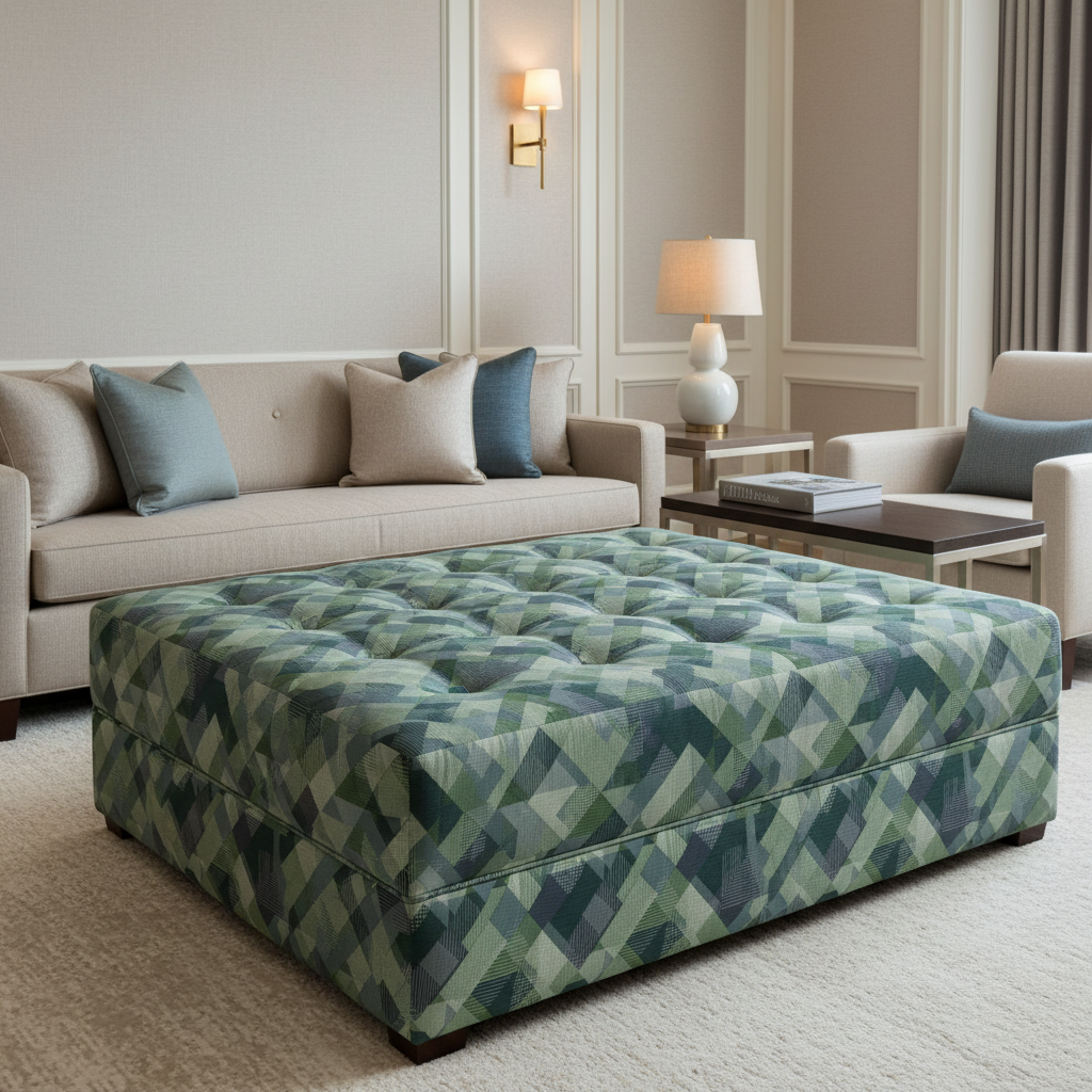 Trellis Bay - Pistachio Upholstered Ottoman | Architectural Fabrics