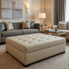 Amalfi - Oatmeal Indoor/Outdoor Vinyl Upholstered Ottoman | Architectural Fabrics