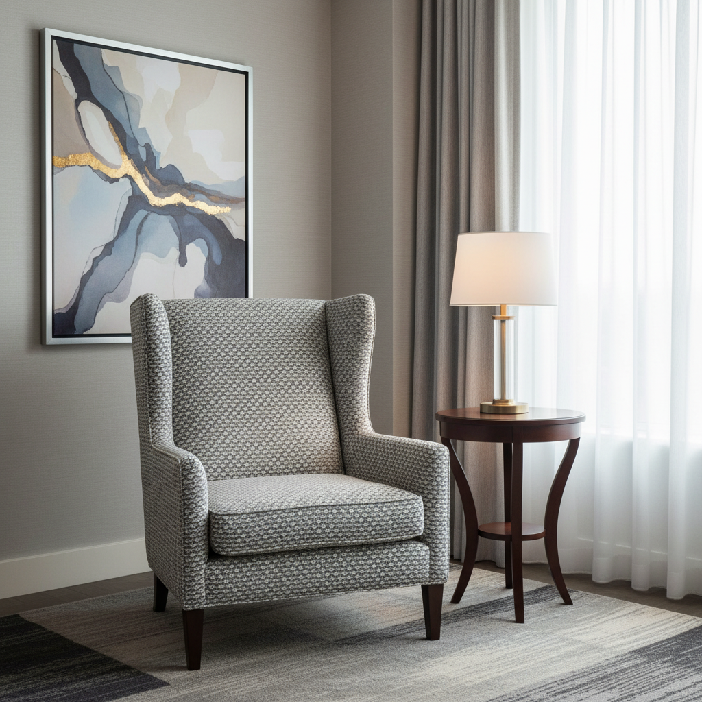 Geometric Woven Texture Silver Mist Upholstered Chair | Architectural Fabrics