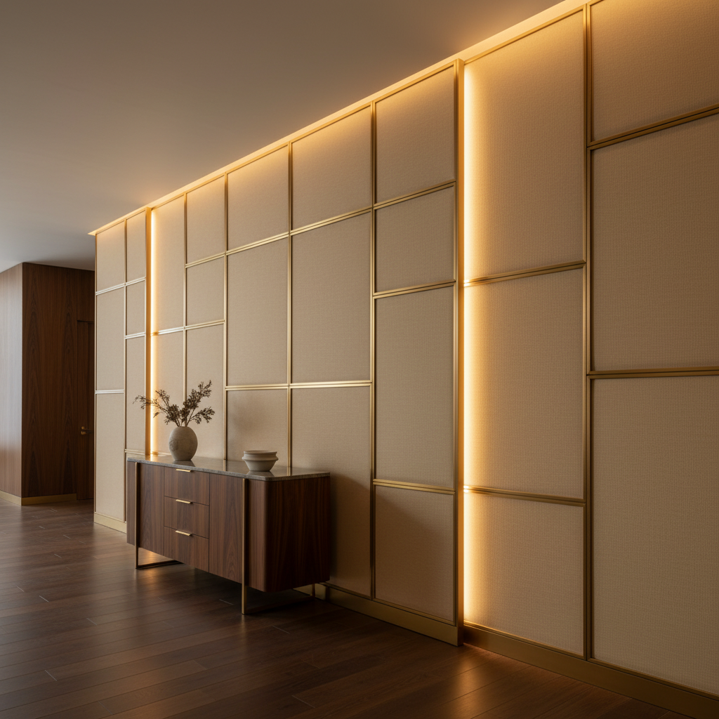 Nassau Gold - Shell Upholstered Wall Panel | Architectural Fabrics