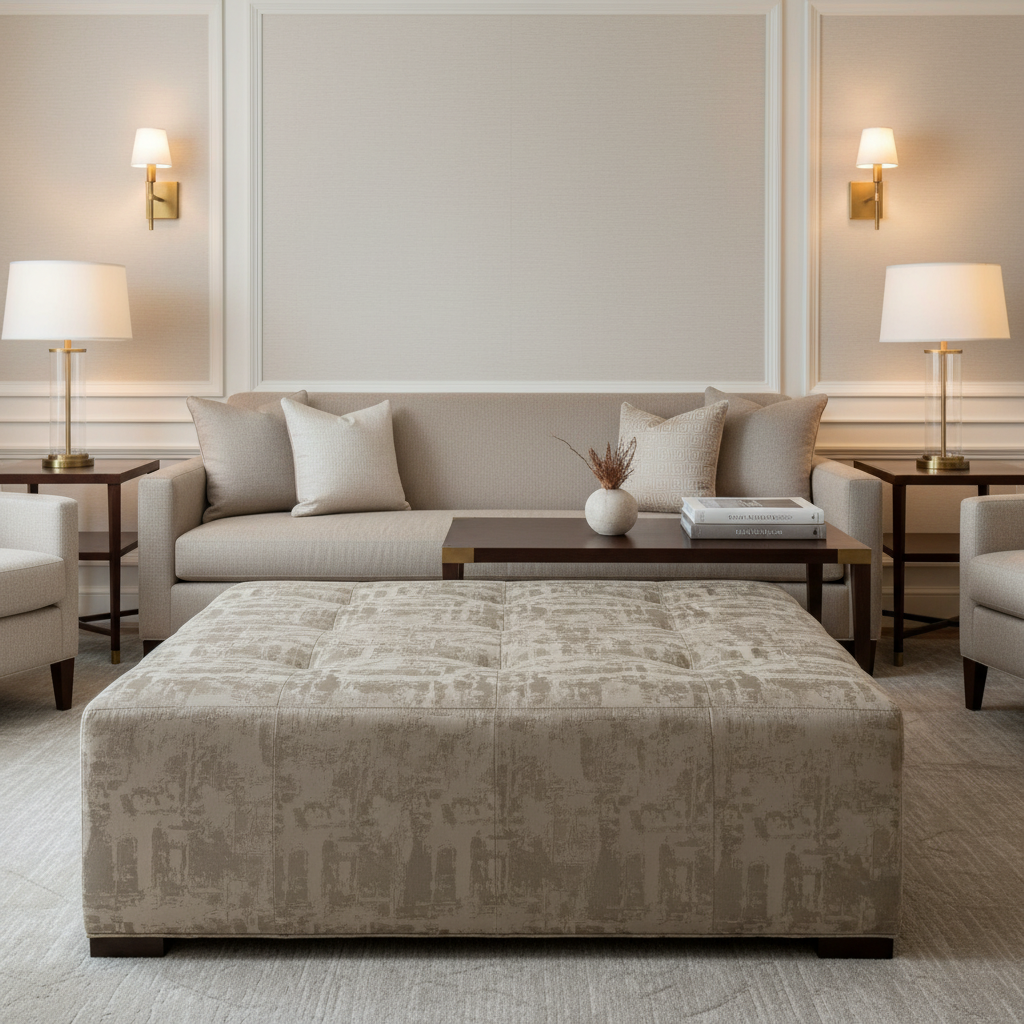 Turf Bay - Moonstone Upholstered Ottoman | Architectural Fabrics