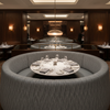 Woven Chevron Texture Slate Gray Upholstered Banquette | Architectural Fabrics