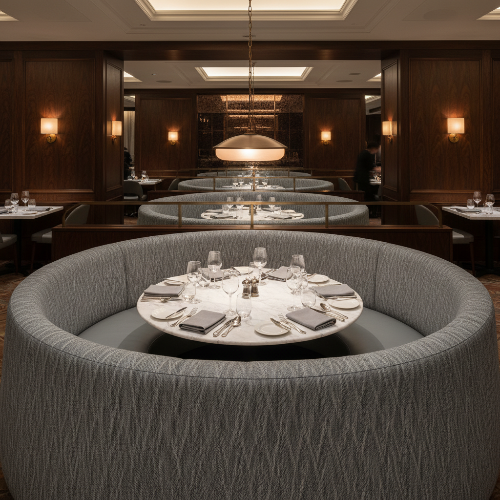 Woven Chevron Texture Slate Gray Upholstered Banquette | Architectural Fabrics