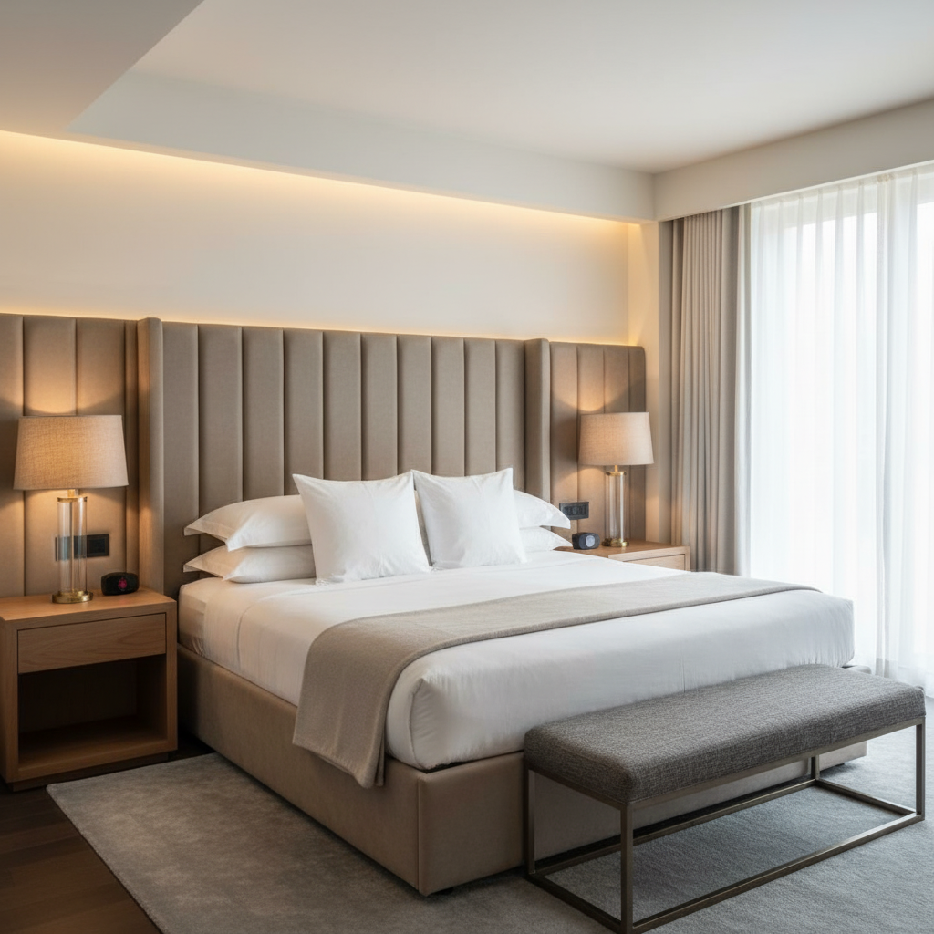 Aire Pebbled - Earthen Taupe Breathable Polyurethane Upholstered Headboard | Architectural Fabrics