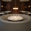 Brushed Linen Weave Stone Gray Upholstered Banquette | Architectural Fabrics
