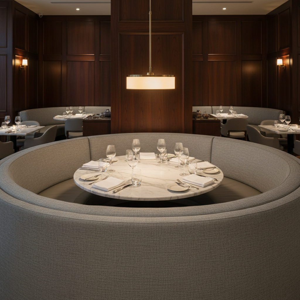 Brushed Linen Weave Stone Gray Upholstered Banquette | Architectural Fabrics