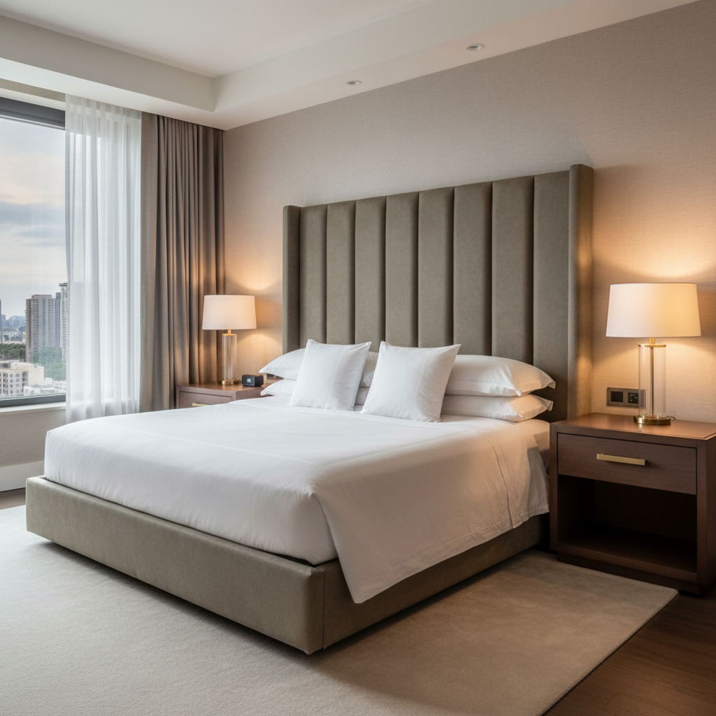 Fine Pebble Grain Muted Olive Upholstered Headboard | Architectural Fabrics