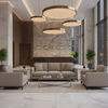 Smooth Solid Color Neutral Stone Upholstered Sofa | Architectural Fabrics