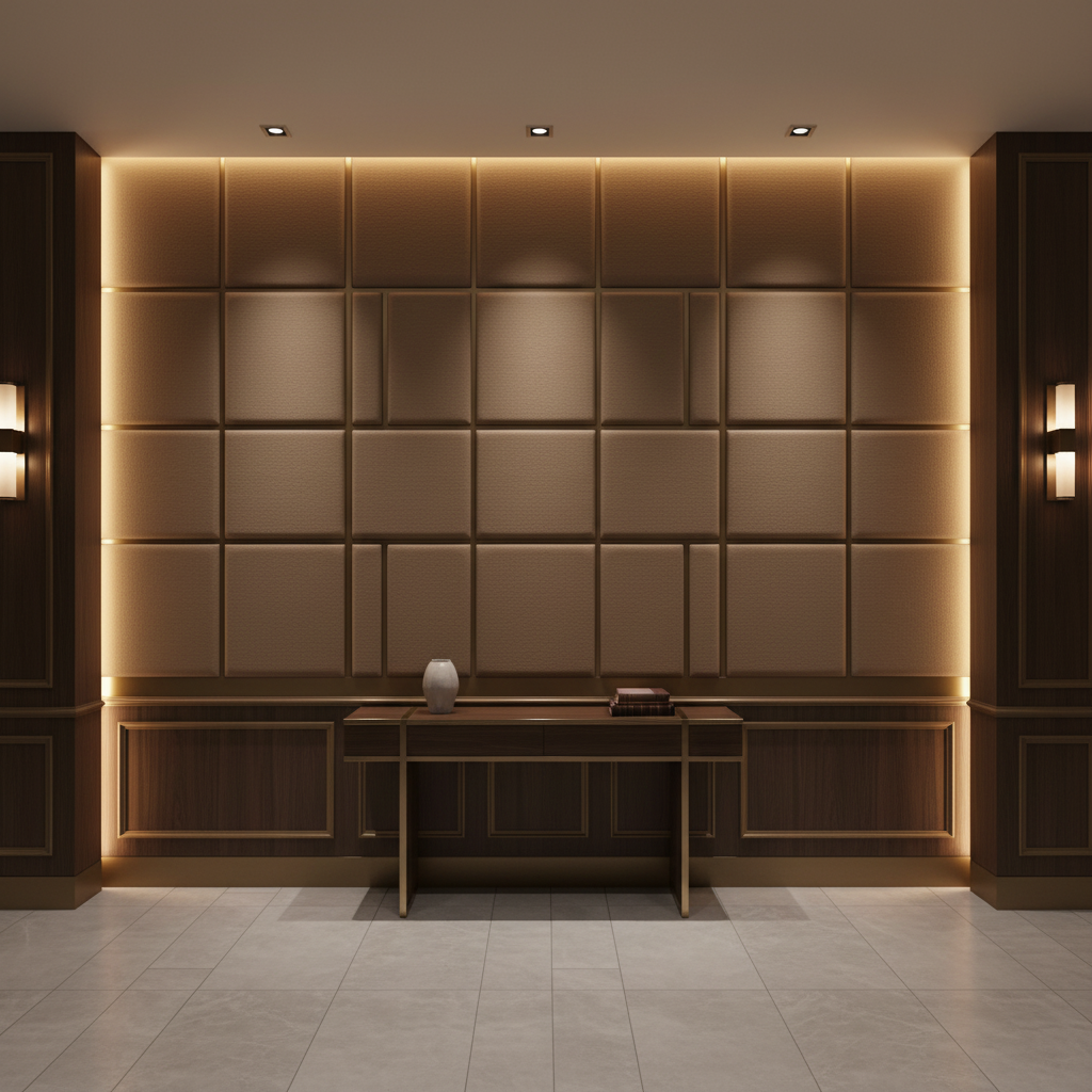 Smooth Pebble Grain Rich Umber Upholstered Wall Panel | Architectural Fabrics