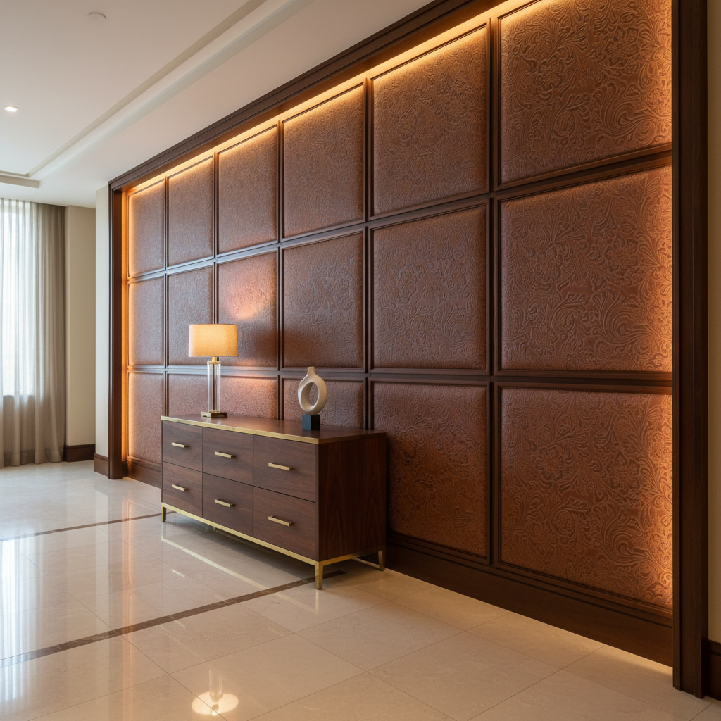 West Indian Lily - Rawhide Upholstered Wall Panel | Architectural Fabrics