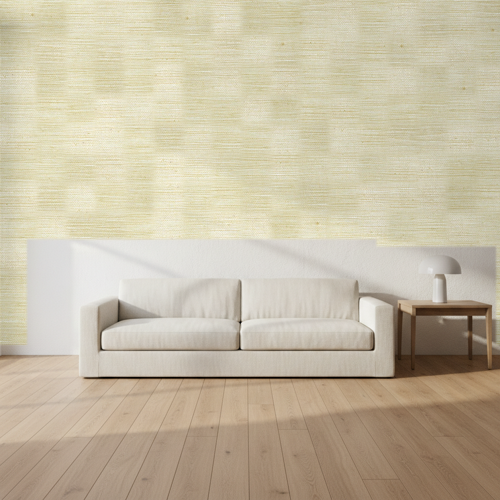 Nantucket Grasscloth Silver Beige Wallcovering | Phillipe Romano room setting