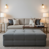 Ultrasuede  Elephant  Grey Upholstered Ottoman | Ultrasuede Upholstery