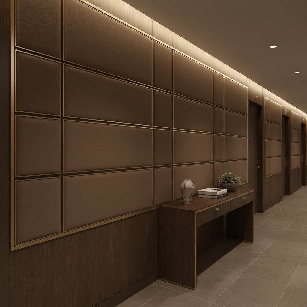 Smooth Matte Texture Rich Umber Upholstered Wall Panel | Architectural Fabrics