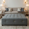 Nassau Gold - Smoke Upholstered Ottoman | Architectural Fabrics