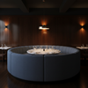 Fine Pebble Grain Denim Blue Upholstered Banquette | Architectural Fabrics