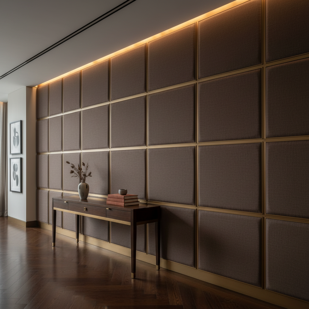Fine Leather Grain Dark Chocolate Upholstered Wall Panel | Architectural Fabrics