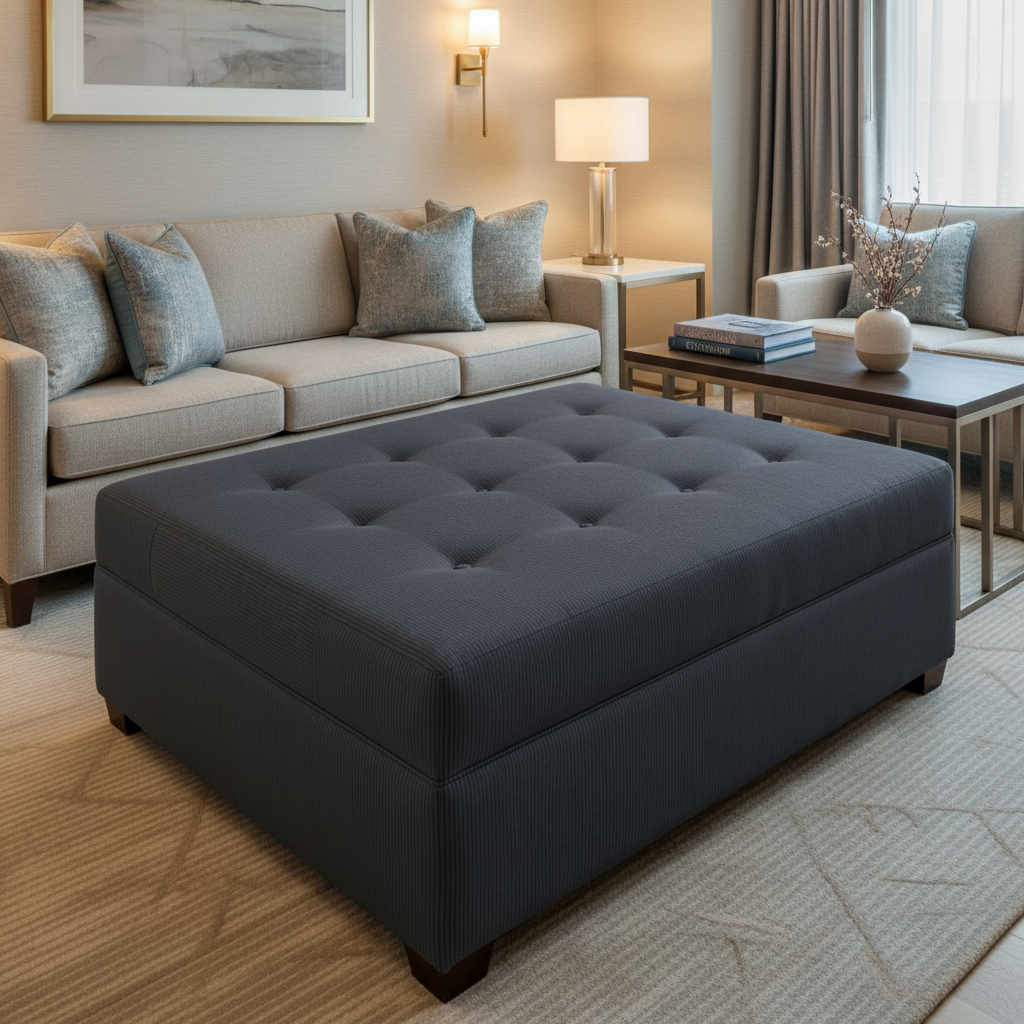 Turneffe - Wave Upholstered Ottoman | Architectural Fabrics