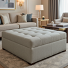 Amalfi - Silver Birch Indoor/Outdoor Vinyl Upholstered Ottoman | Architectural Fabrics