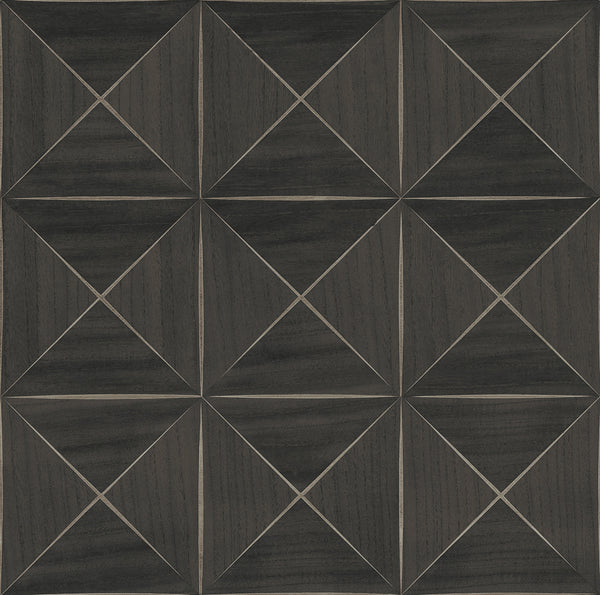 Cold Spring Harbor-Charcoal Wood Veneer Wallcovering | Phillipe Romano