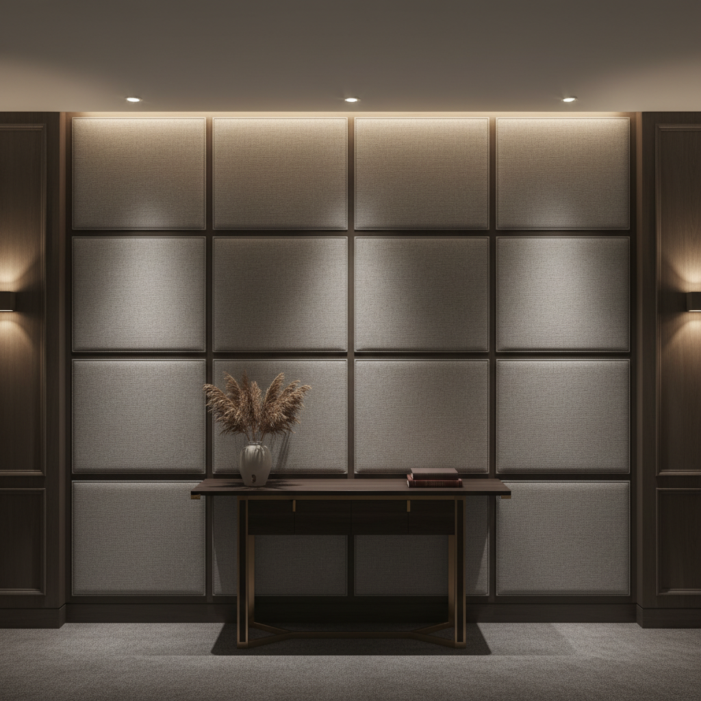 Fine Woven Texture Gunmetal Grey Upholstered Wall Panel | Architectural Fabrics
