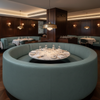 Smooth Pebble Grain Dusty Teal Upholstered Banquette | Architectural Fabrics
