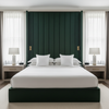 Smooth Velvet Nap Forest Depth Upholstered Headboard | Architectural Fabrics