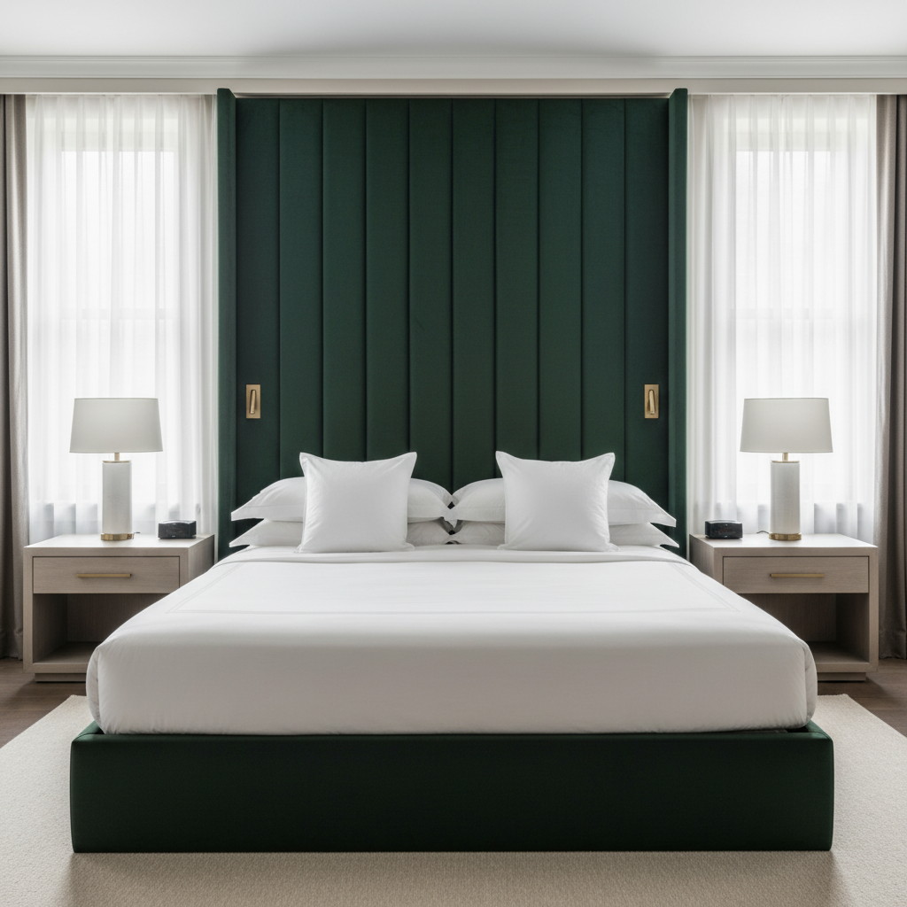 Smooth Velvet Nap Forest Depth Upholstered Headboard | Architectural Fabrics