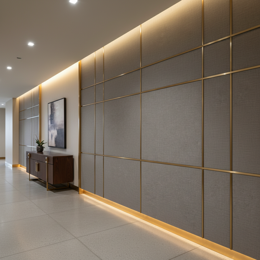 Triangle Reef - Graphite Upholstered Wall Panel | Architectural Fabrics