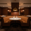 Smooth Matte Texture Caramel Brown Upholstered Banquette | Architectural Fabrics