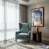 Brushed Linen Weave Dusty Teal Upholstered Chair | Architectural Fabrics