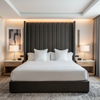 Fine Pebble Texture Dark Graphite Upholstered Headboard | Architectural Fabrics