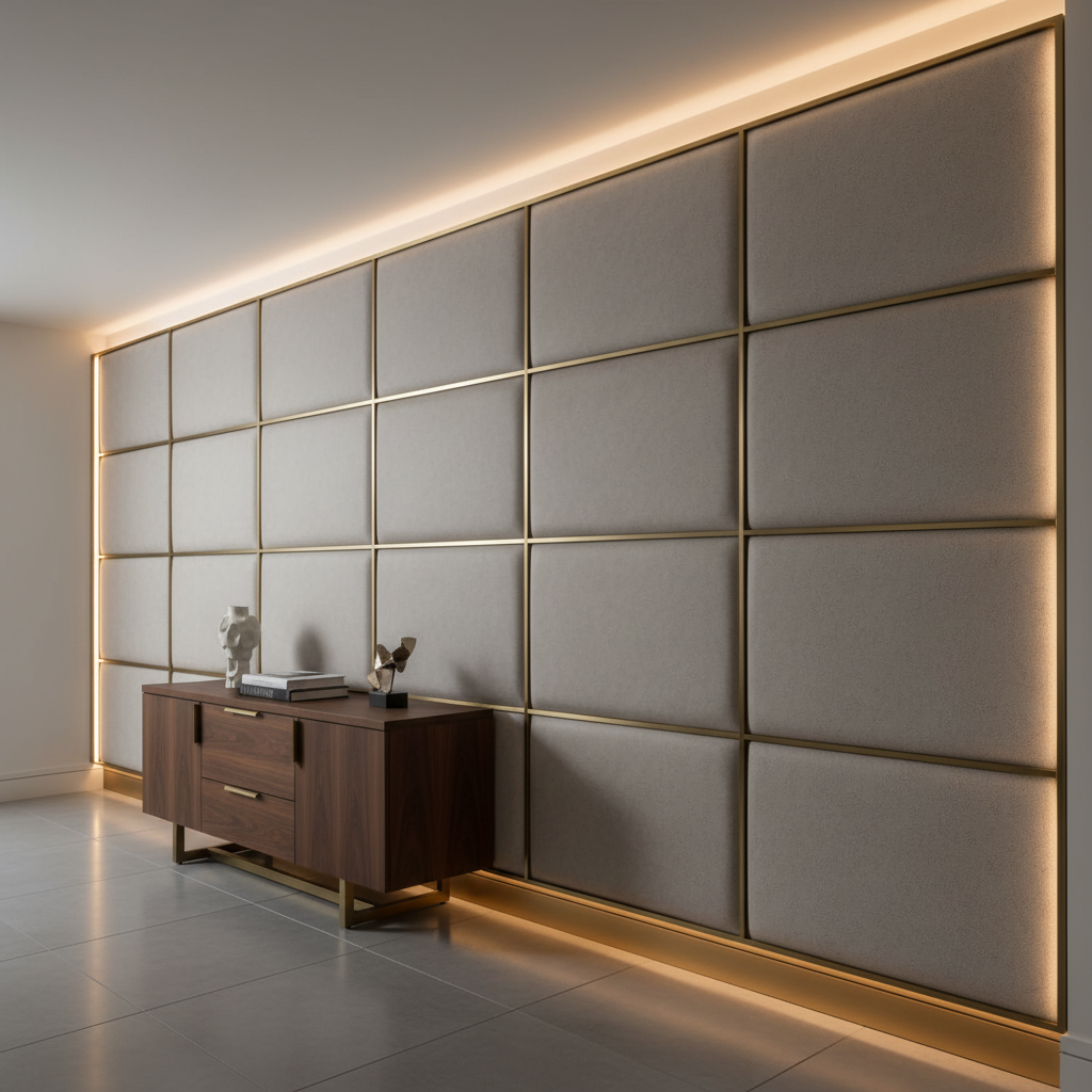 Algiers - Limestone Performance Vinyl Upholstered Wall Panel | Architectural Fabrics