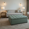 Woven Textured Fabric Seafoam Green Upholstered Ottoman | Architectural Fabrics