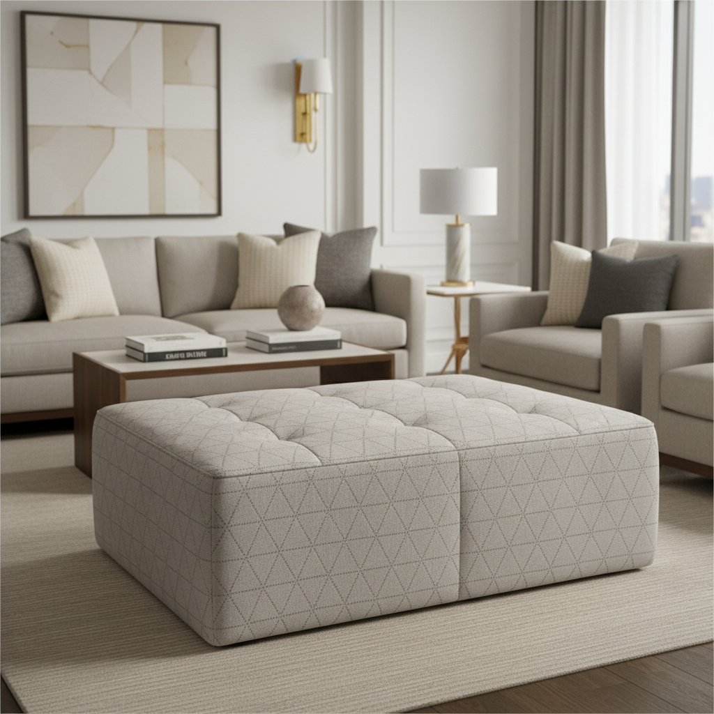 St. Barthelemy - Chiffon Upholstered Ottoman | Architectural Fabrics
