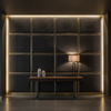 Embossed Reptile Scale Charcoal Black Upholstered Wall Panel | Architectural Fabrics